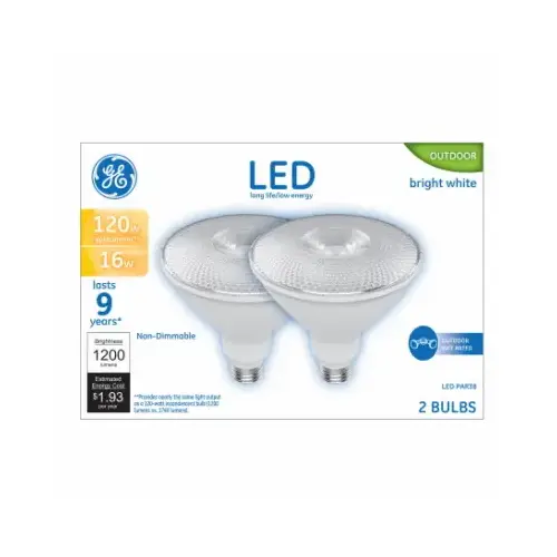 LED Floodlight Bulb PAR38 E26 (Medium) Warm White 120 Watt Equivalence Clear Pair LED Floodlight Bulb PAR38 E26 (Medium) Warm White 120 Watt Equivalence Clear Pair
