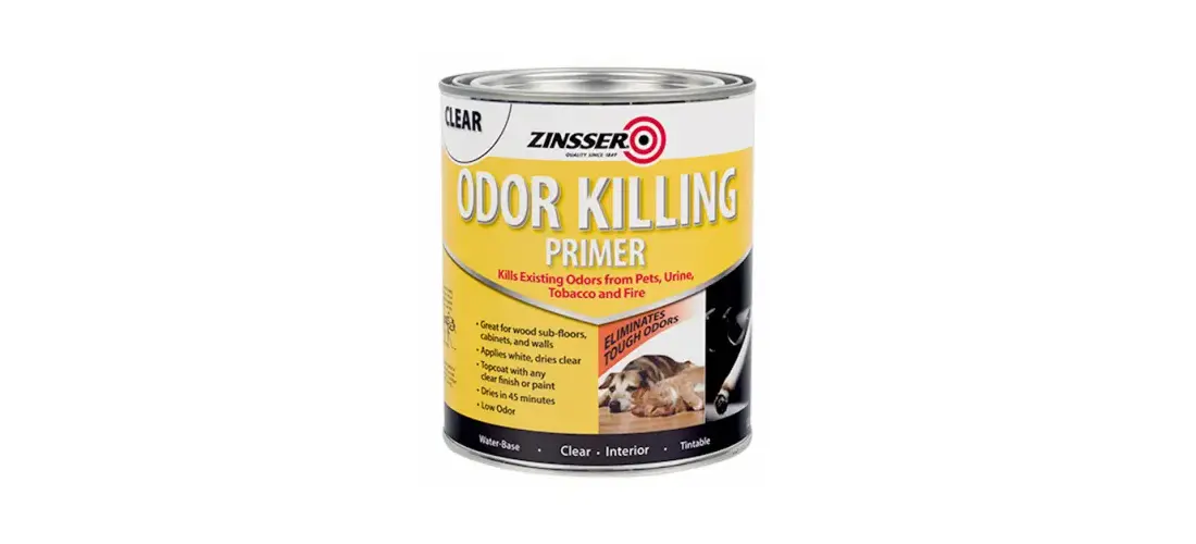 zinsser primer for cigarette smoke 307649 Odor Killing Primer, 5 Gallon, Clear based formula permanently locks in odor and seals stains from water Zinsser Odor Killing Water-Based Interior
