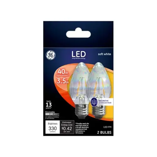 LED Light Bulb F15 E26 (Medium) Soft White 40 Watt Equivalence Clear Pair LED Light Bulb F15 E26 (Medium) Soft White 40 Watt Equivalence Clear Pair