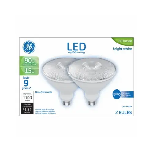 LED Bulb PAR38 E26 (Medium) Warm White 90 Watt Equivalence Clear Pair LED Bulb PAR38 E26 (Medium) Warm White 90 Watt Equivalence Clear Pair