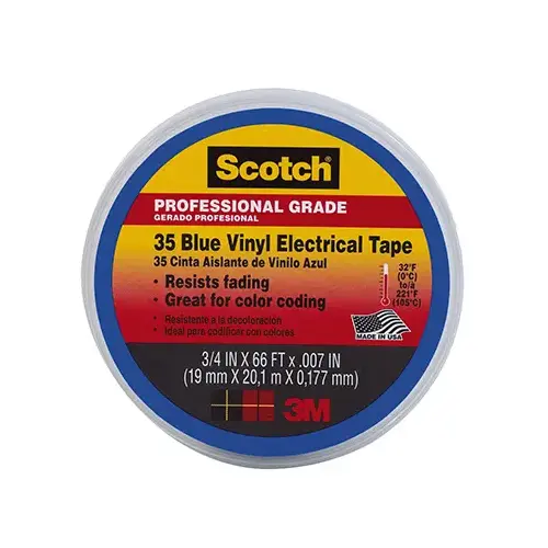 Electrical Tape Scotch 3/4" W X 66 ft. L Blue Vinyl Blue Electrical Tape Scotch 3/4" W X 66 ft. L Blue Vinyl Blue