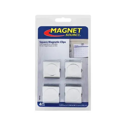 Magnetic Clips 1.125" L X 1.375" W Silver Metal Square 5 lb. pull Silver
