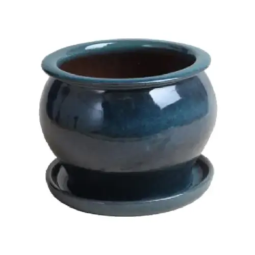 11 In. Studion Planter, Ceramic, Dripping Blue 11 In. Studion Planter, Ceramic, Dripping Blue