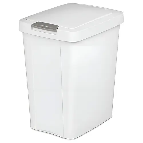 Wastebasket 7.5 gal White Polypropylene TouchTop Locking White
