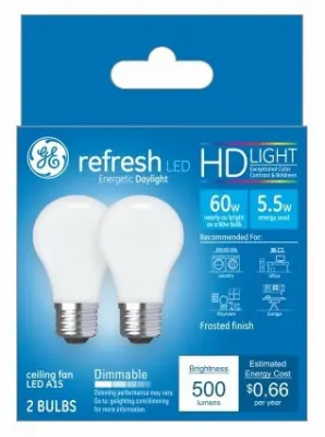 GE LED Bulb Refresh A15 E26 (Medium) Daylight 60 W Frosted Pair 36984