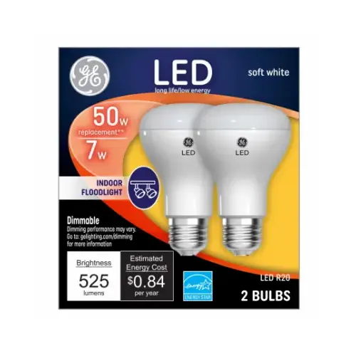 LED Bulb R20 E26 (Medium) Soft White 50 Watt Equivalence Clear Pair LED Bulb R20 E26 (Medium) Soft White 50 Watt Equivalence Clear Pair