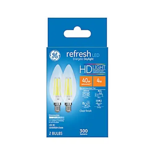 LED Bulb Refresh BC E12 (Candelabra) Daylight 40 W Clear Pair LED Bulb Refresh BC E12 (Candelabra) Daylight 40 W Clear Pair