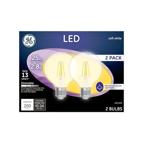 LED Bulb G25 E26 (Medium) Soft White 25 W Clear Pair LED Bulb G25 E26 (Medium) Soft White 25 W Clear Pair