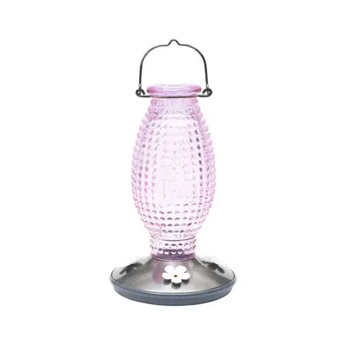 Bird Feeder, Hobnail Vintage, 16 oz, 4-Port/Perch, Glass, Pale Cranberry, 10-1/4 in H - pack of 2 Bird Feeder, Hobnail Vintage, 16 oz, 4-Port/Perch, Glass, Pale Cranberry, 10-1/4 in H - pack of 2