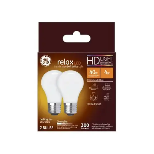 LED Bulb Relax HD A15 E26 (Medium) Soft White 40 Watt Equivalence Frosted Pair LED Bulb Relax HD A15 E26 (Medium) Soft White 40 Watt Equivalence Frosted Pair