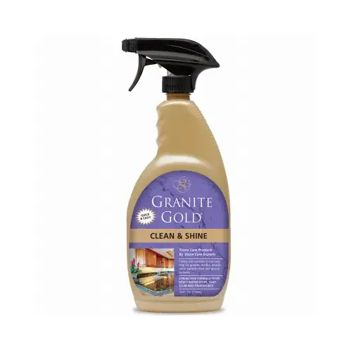 Clean and Shine Spray, 24 oz Bottle, Liquid, Lemon Citrus, Clear/Haze