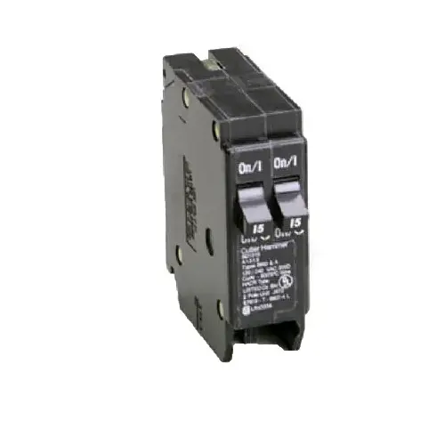 Circuit Breaker, Duplex, Type BR, 15 A, 1 -Pole, 120/240 V, Plug Mounting Black
