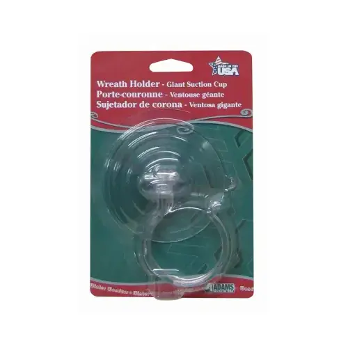 Suction Cup Wreath Holder, Polycarbonate Hook, PVC Base, 10 lb Working Load Clear Suction Cup Wreath Holder, Polycarbonate Hook, PVC Base, 10 lb Working Load Clear
