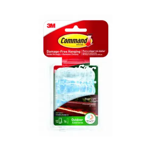 Light Clips Command Small Plastic 1.33" L Clear Light Clips Command Small Plastic 1.33" L Clear