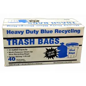Primrose Plastics 33401 Trash Bags 33 gal Twist Ties 40 pk 1.25 mil Blue