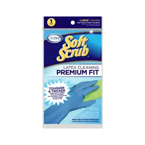 Cleaning Gloves Latex L Blue Blue - pack of 6