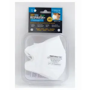 SoftSeal 16-90086 Disposable Respirator N95 Multi-Purpose V-Fold Valved White L White