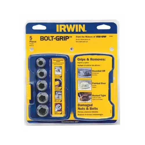 Bolt-Grip Bolt Extractor Set, 5-Piece, HCS, Specifications: Reverse Spiral Flute Bolt-Grip Bolt Extractor Set, 5-Piece, HCS, Specifications: Reverse Spiral Flute