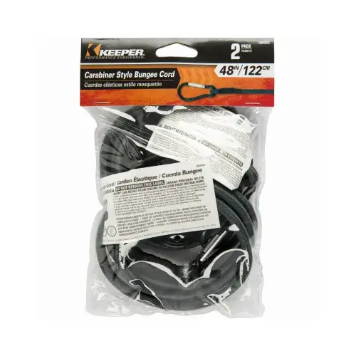 Carabiner Style Bungee Cord Gray 48" L X 0.315" Gray Pair Carabiner Style Bungee Cord Gray 48" L X 0.315" Gray Pair