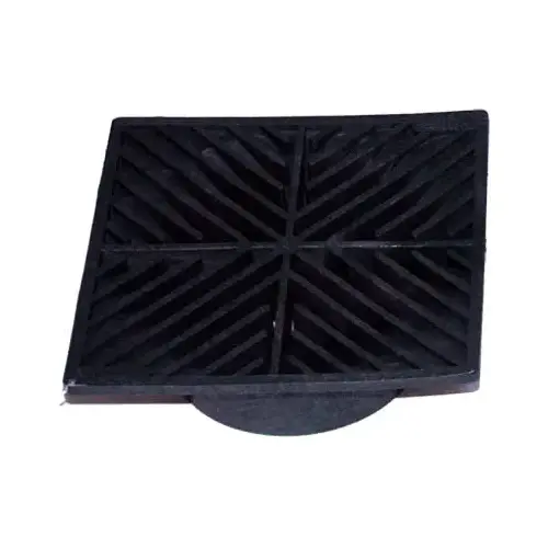 Drop-In Drain Grate, 3 in Dia, 6 in x 6 in, Square, 3 in Pipe, Polyethylene Black