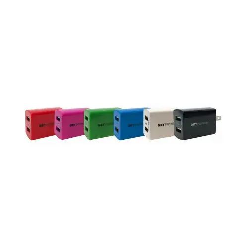 USB to AC Home Adapter Assorted Colors - pack of 30