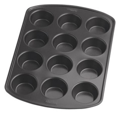 WILTON 191002982 Gold Non-Stick Bakeware Muffin Pan, 12 Cup Gray