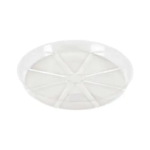 VUS Planter Saucer, 6 in Dia, Vinyl, Clear VUS Planter Saucer, 6 in Dia, Vinyl, Clear