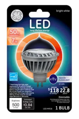 GE LED Bulb MR16 Bi-Pin Bright White 50 W Clear - pack of 3 93095551-XCP3
