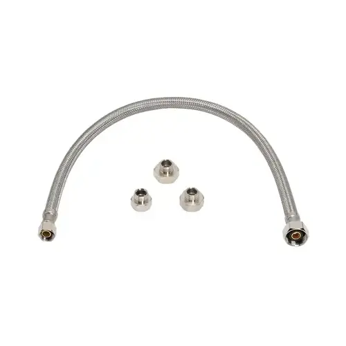 Universal Faucet Connector, Stainless Steel, 3/8-In. Compression x 1/2-In. Compression x 1/2-In. Female Iron Pipe x 7/16-In. Compression, 20-In. Universal Faucet Connector, Stainless Steel, 3/8-In. Compression x 1/2-In. Compression x 1/2-In. Female Iron Pipe x 7/16-In. Compression, 20-In.