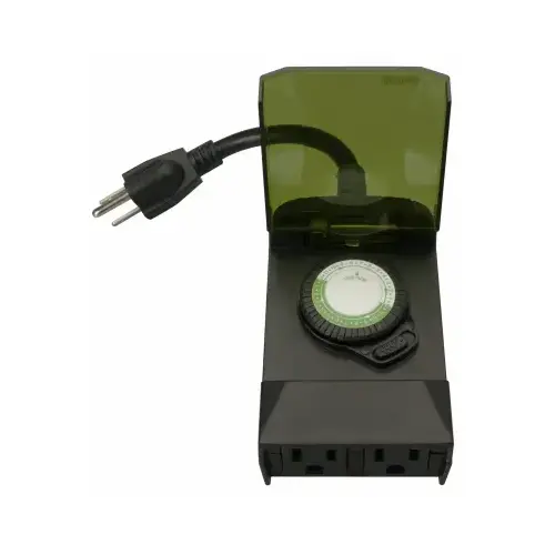Outdoor Timer, 24-Hour Mechanical Programming, 2-Outlets Outdoor Timer, 24-Hour Mechanical Programming, 2-Outlets