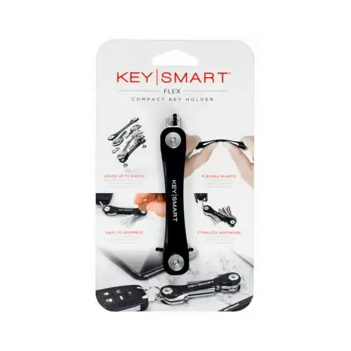 Compact Key Holder, Black Plastic, Holds 8 Keys