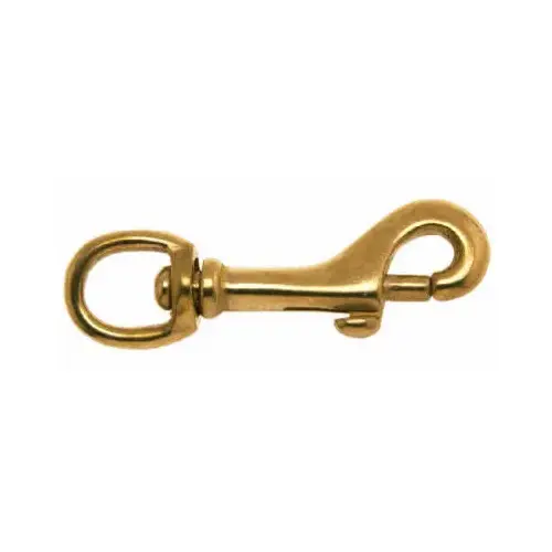 Round Swivel Eye Bolt Snap 1/2" D X 3-1/16" L Polished Bronze 40 lb Polished