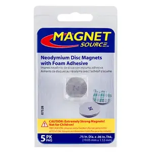 Master Magnetics 07528 Disc Magnets with Adhesive 0.75" L X 0.75" W Silver 3.91 lb. pull Silver