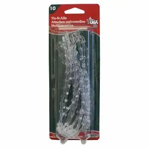 Adams 258443 Holiday D cor Tie-It-All's, Clear, 10-Ct.