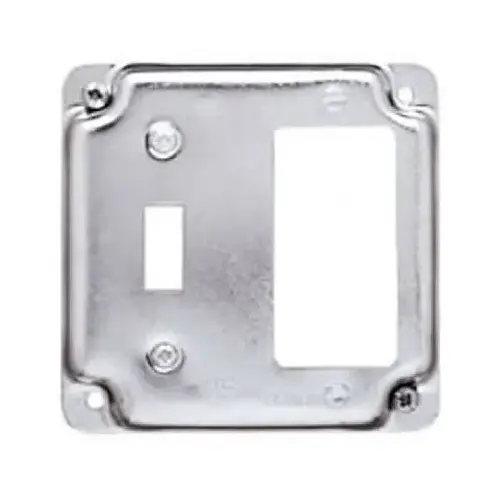 Box Cover Square Steel 2 gang For 1 GFCI Receptacle and 1 Toggle Switch Silver Box Cover Square Steel 2 gang For 1 GFCI Receptacle and 1 Toggle Switch Silver