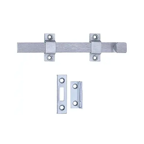 Commercial 8 In. Satin Chrome Door Surface Bolt Commercial 8 In. Satin Chrome Door Surface Bolt