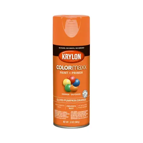 COLORmaxx Spray Paint, Gloss, Pumpkin Orange, 12 oz, Aerosol Can