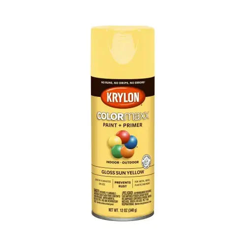 COLORmaxx Paint + Primer Spray Paint, 12 oz, Sun Yellow, Gloss - pack of 6 COLORmaxx Paint + Primer Spray Paint, 12 oz, Sun Yellow, Gloss - pack of 6