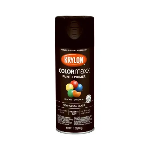 COLORmaxx Spray Paint, Gloss, Black, 12 oz, Aerosol Can