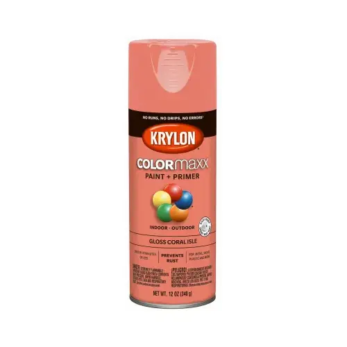 COLORmaxx Spray Paint + Primer, Gloss Coral Isle, 12-oz.