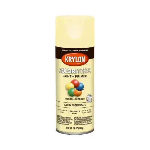 COLORmaxx Spray Paint + Primer, Satin Meringue, 12-oz.