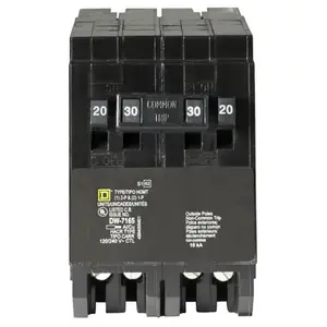 Square D HOMT2020230CP Homeline 20A/20A/30A Double-Pole Standard Trip Quad Tandem Circuit Breaker