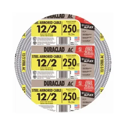 Duraclad Armored Cable, 12 AWG Cable, 2 -Conductor, Copper Conductor, THHN/THWN Insulation Duraclad Armored Cable, 12 AWG Cable, 2 -Conductor, Copper Conductor, THHN/THWN Insulation