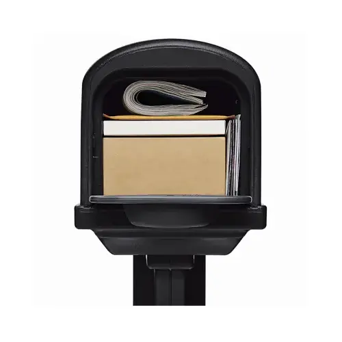 Double Door Mailbox Classic Plastic Post Mount Black Powder Coated Double Door Mailbox Classic Plastic Post Mount Black Powder Coated