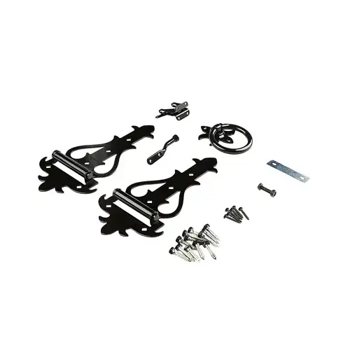 Gate Suite Kit With Hinges, Victorian Style, Black Gate Suite Kit With Hinges, Victorian Style, Black