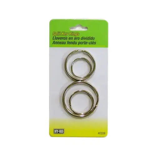 Key Ring, Split Ring, 1, 1-1/2, 1-1/4, 3/4 in Ring - pack of 20 Key Ring, Split Ring, 1, 1-1/2, 1-1/4, 3/4 in Ring - pack of 20