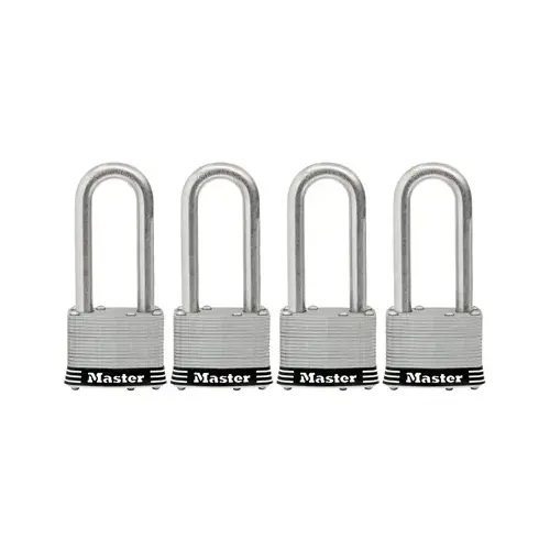 Keyed Laminated Padlocks, Stainless Steel, 2-In., 2.5-In. Long Shackle, 4-Ct - pack of 4 Keyed Laminated Padlocks, Stainless Steel, 2-In., 2.5-In. Long Shackle, 4-Ct - pack of 4