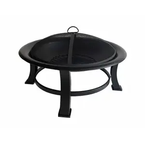 Four Seasons Courtyard FT-51214 Fire Pit With Screen & Poker, Black, 30-In. Diameter