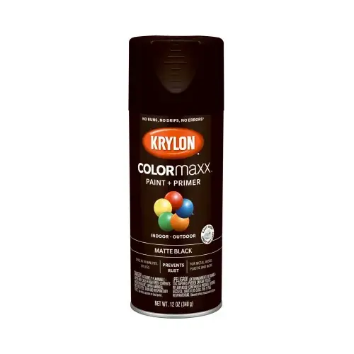 COLORmaxx Spray Paint, Matte, Black, 12 oz, Aerosol Can COLORmaxx Spray Paint, Matte, Black, 12 oz, Aerosol Can