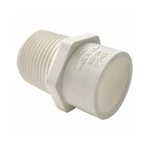 Schedule 40 Male Pipe Adapter, Reducing, Slip x Thread, White, 3/4-In. x 1/2-In. Schedule 40 Male Pipe Adapter, Reducing, Slip x Thread, White, 3/4-In. x 1/2-In.
